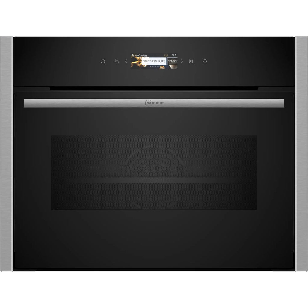 Neff N70, Built-in compact oven with microwave function, 60 x 45 cm, Stainless steel
