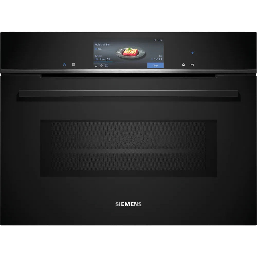 Siemens iQ700, Built-in compact oven with microwave function, 60 x 45 cm, Black