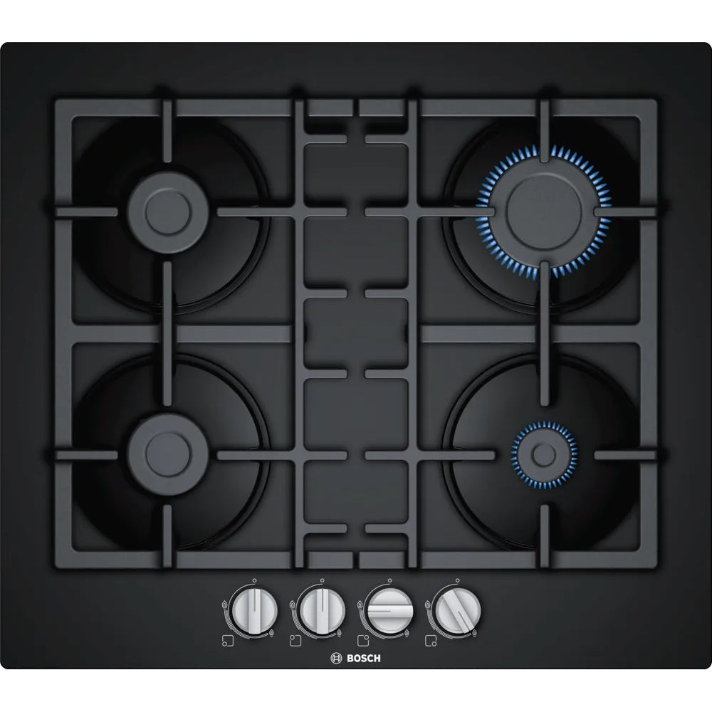 Bosch Series 4, Gas hob, 60 cm, Tempered glass, Black