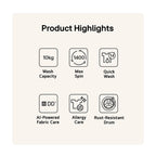 LG F4Y510GBLN1 10kg Steam Washing Machine Series 4