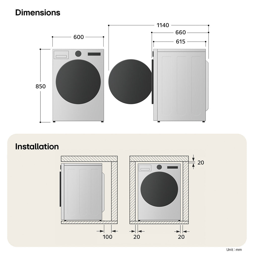LG RHA1008NWK 8kg Heat Pump Tumble Dryer Series 2